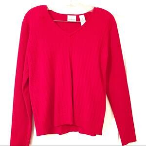 Villager Red V Neck Pullover Cable Knit